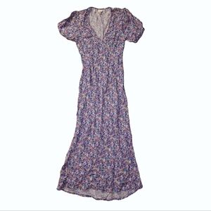 Floral Maxi Dress With Puff Short Sleeves